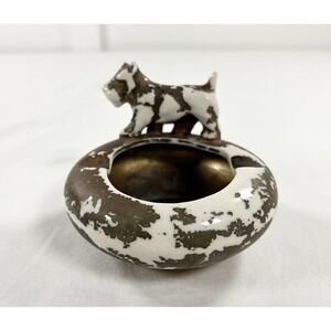 Vintage Royal China Scottish Terrier‎ Ashtray Scottie Dog Weeping Gold Finish